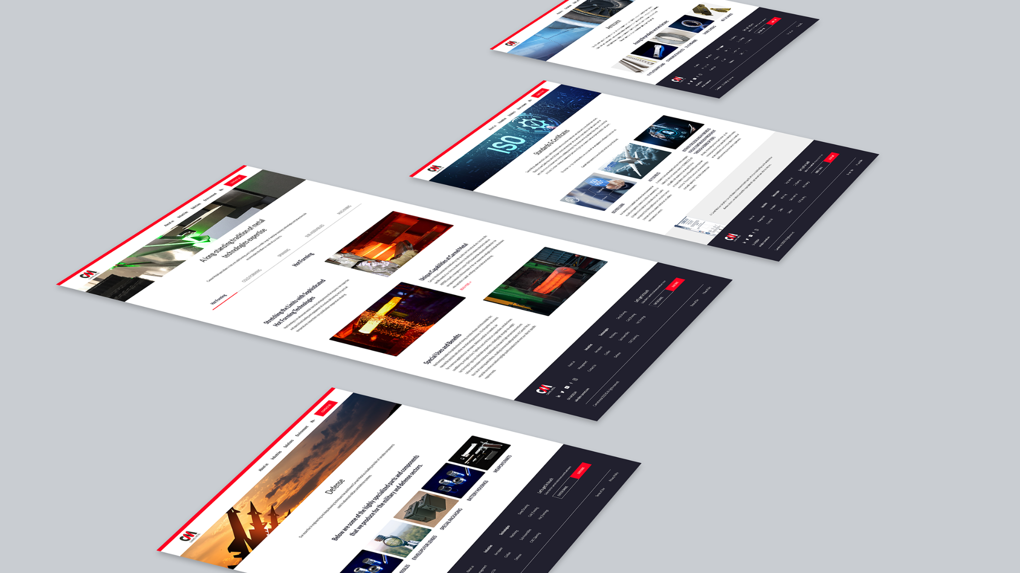 Carmel Metal website page designs